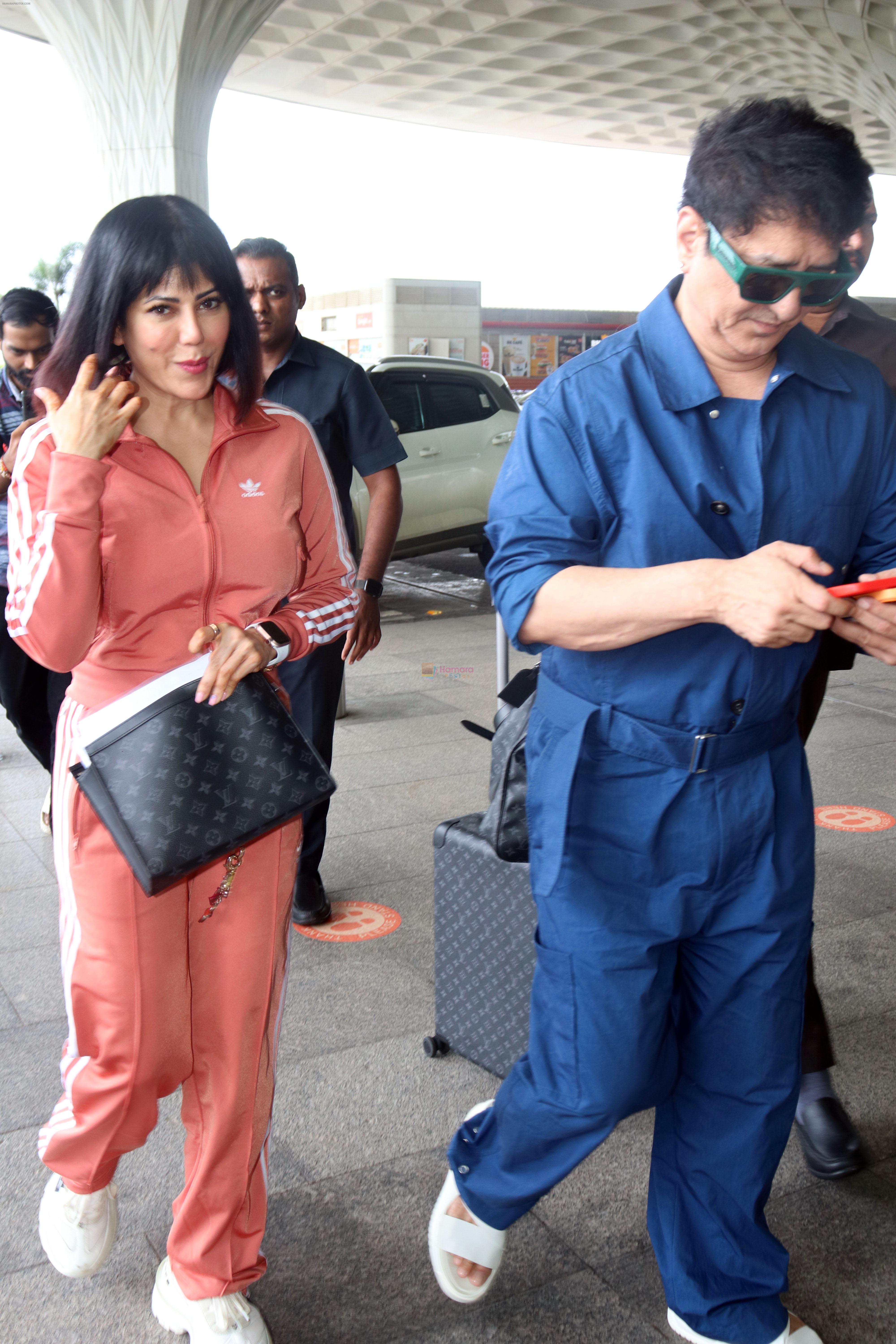 Sajid Nadiadwala With Wife Wardha Khan Seen At The Airport On 7 July 2023 Wardha Khan